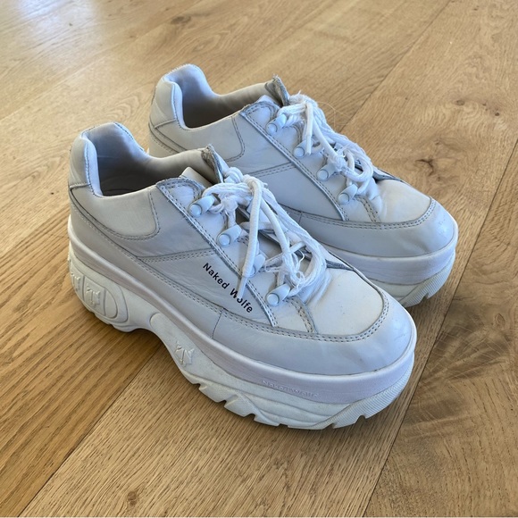 Naked Wolfe - Sporty Leather Platform Shoes in White - Picture 2 of 10